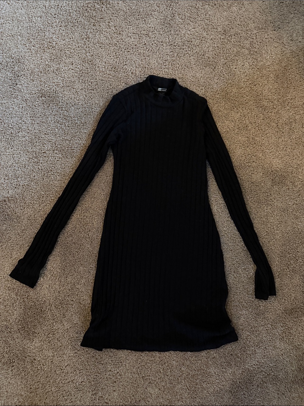 Billabong Black Ribbed Long-Sleeve Mock Neck Dress